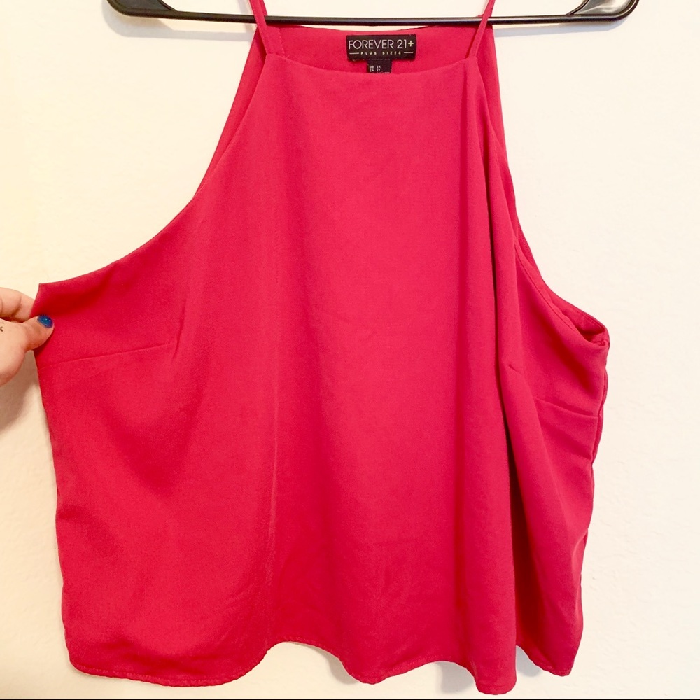 Pink crop top.